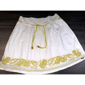 Roxy Embroidered Boho Gauze Mini Skirt Size 9 Beachy Summer Floral Cottagecore